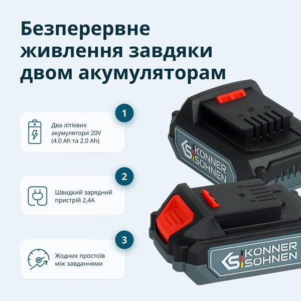 Набір акумуляторного електроінструменту 2-в-1 KS IDAGB 20V SET 1 KS IDAGB20V SET 1 фото