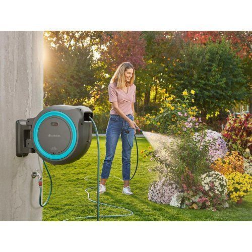 Котушка настінна Gardena RollUp M/L бірюзова + набір для поливу 25 м 24000 фото