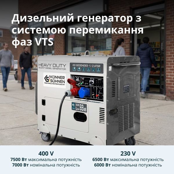 Дизельний генератор &laquo;K&ouml;nner & S&ouml;hnen&raquo; KS 9200HDES-1/3 ATSR (EURO V) 7 кВт KS 9200HDES-1/3 ATSR фото